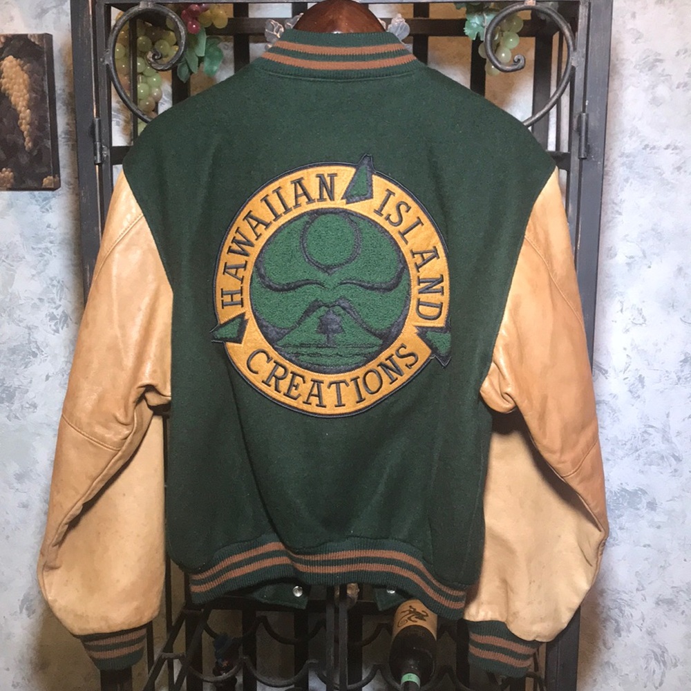 VINTAGE HAWAIIAN ISLAND CREATIONS LETTERMAN JACKET